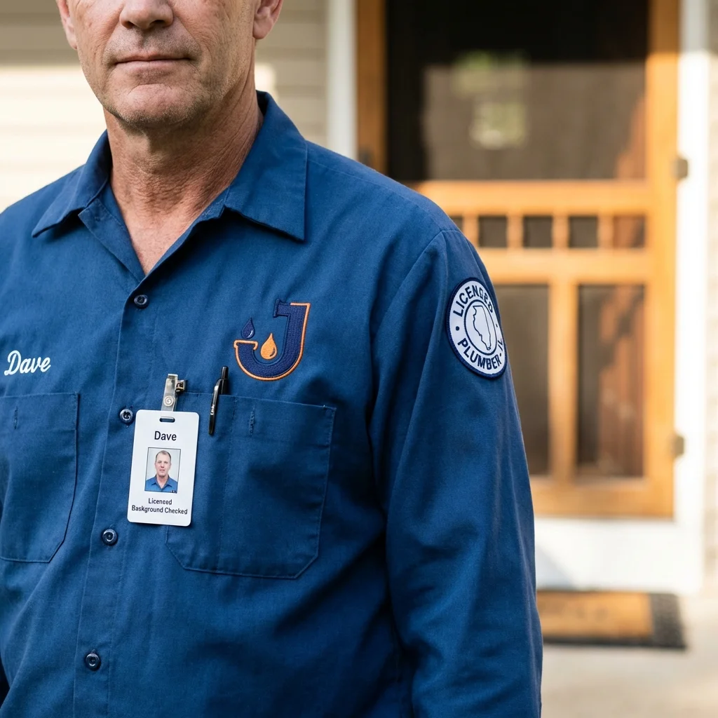 Licensed plumber showing ID badge in Assonet, MA