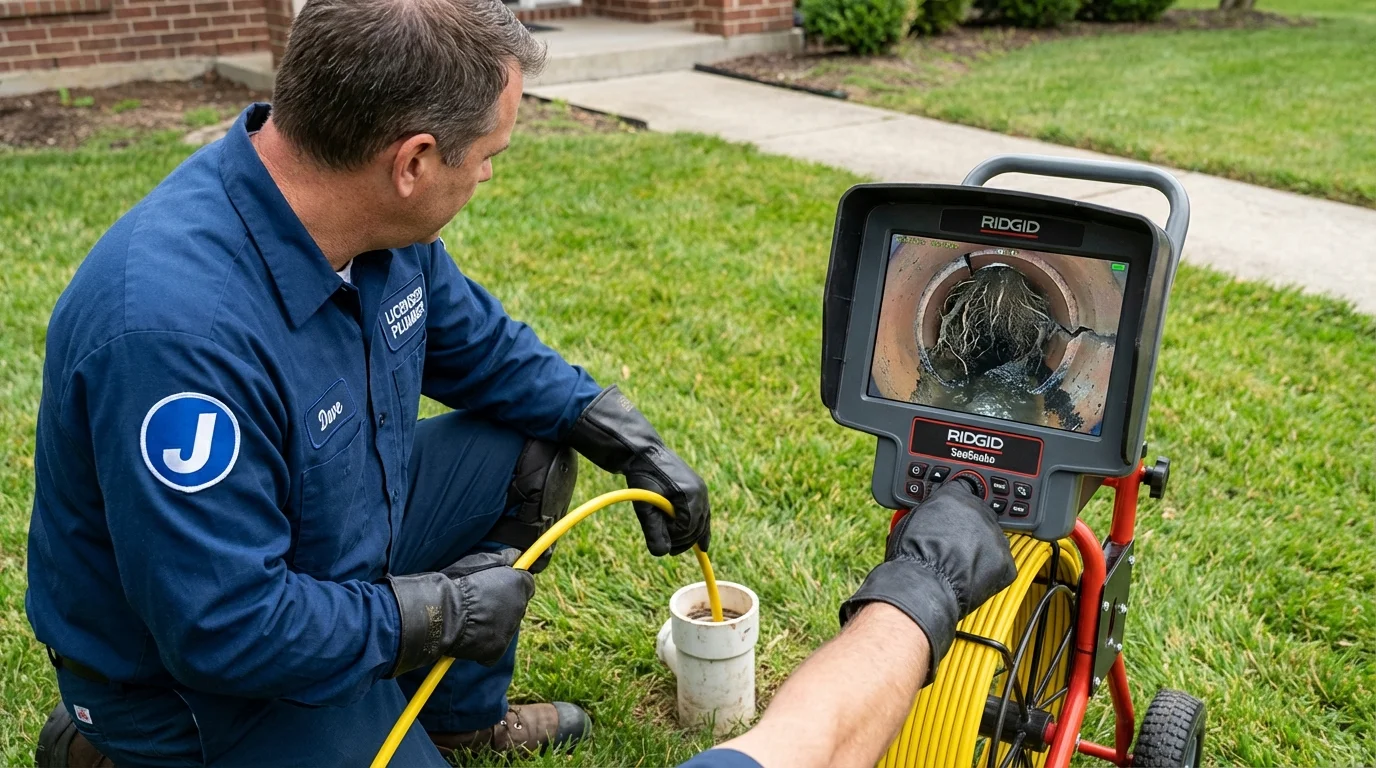 Sewer camera inspection being performed by Johns Plumbing LLC in Assonet