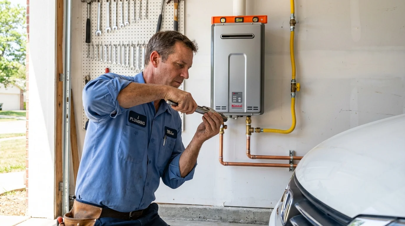 Tankless water heater installation by a Johns Plumbing LLC plumber in Assonet